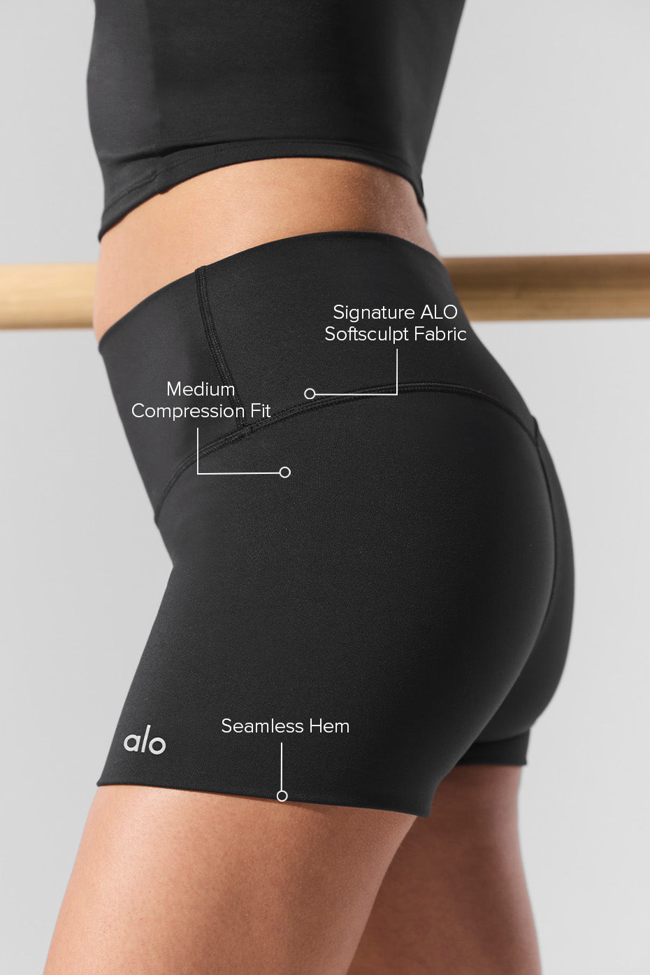 3 ALO Softsculpt High-Waist Precision Short - Black - Image 2