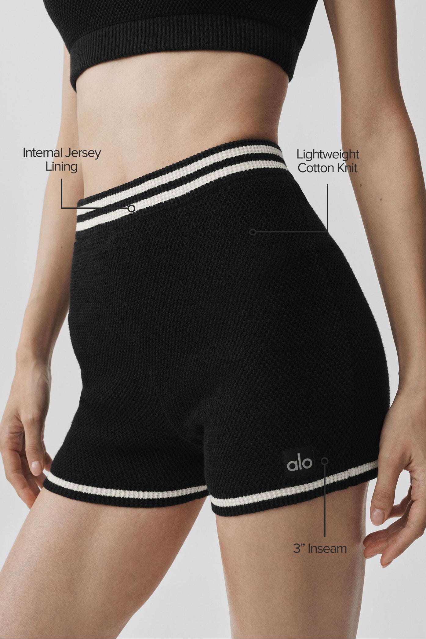 Tennis Club Sweater Knit Hot Short - Black/Ivory - Image 2