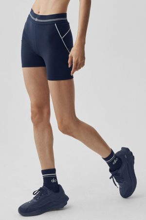 4 Airbrush High-Waist Heart Throb Short - Navy/White