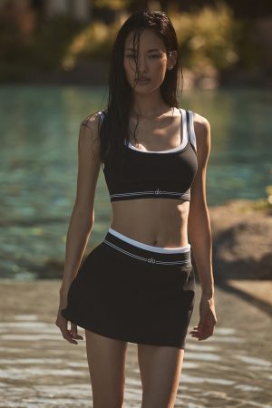 Airbrush Better Together Tennis Skirt - Black/White