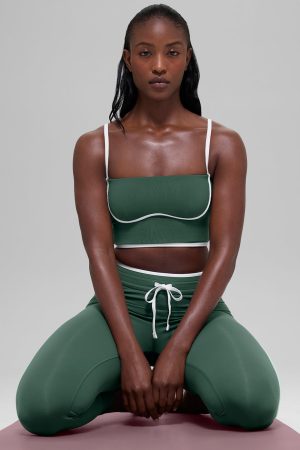 Airbrush Streamlined Bra Tank - Clover Green/White
