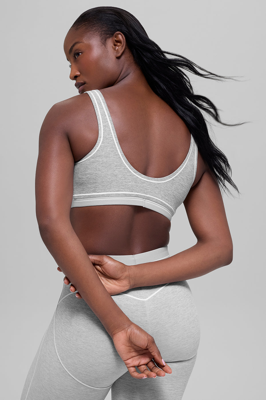 Alosoft Heart Throb Bra - Athletic Heather Grey/White - Image 3