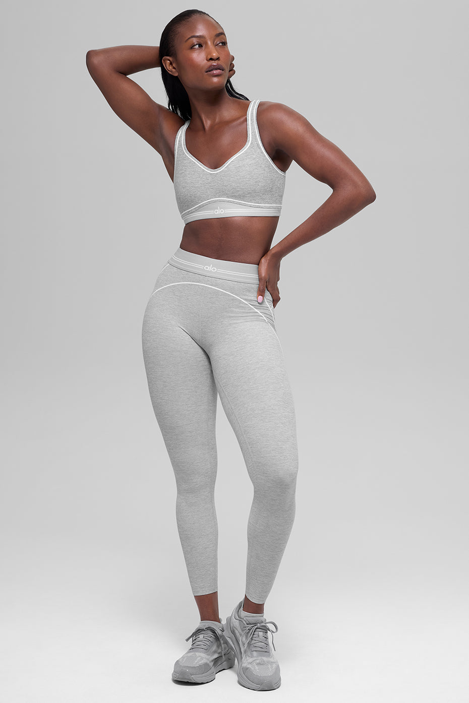Alosoft Heart Throb Bra - Athletic Heather Grey/White - Image 6
