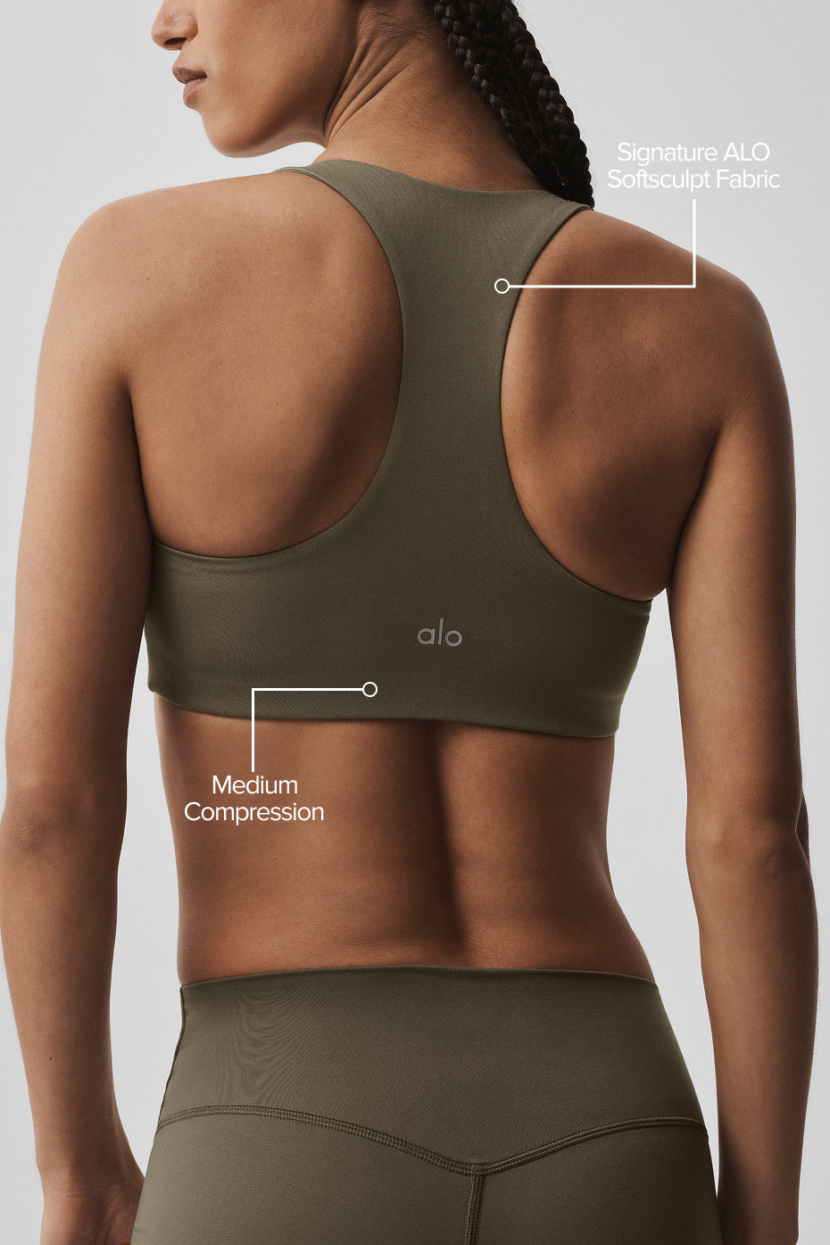 ALO Softsculpt Base Bra - Olive Tree - Image 2