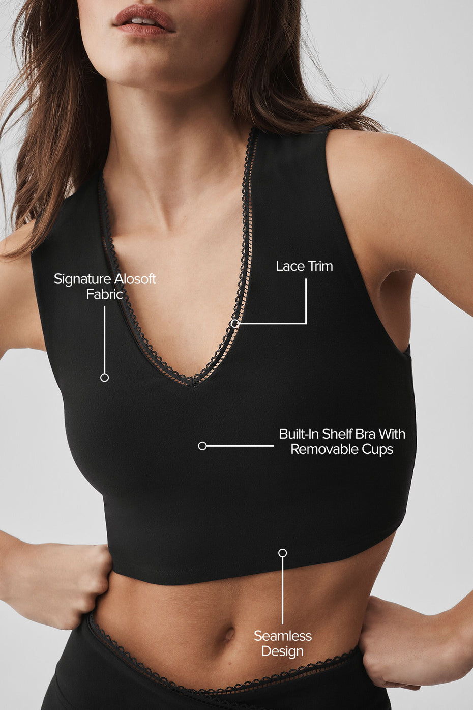 Alosoft Affection V-Neck Bra Tank - Black - Image 2